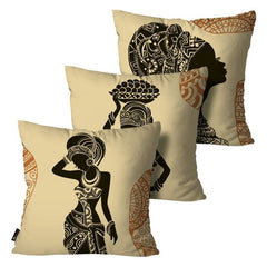 African Beige Cushion Covers Pack of 3