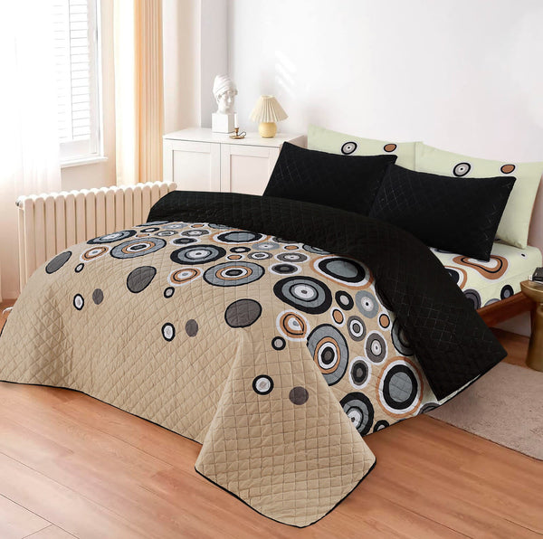 LUXURY PRINTED QUILTED COMFORTER SET - 6PC