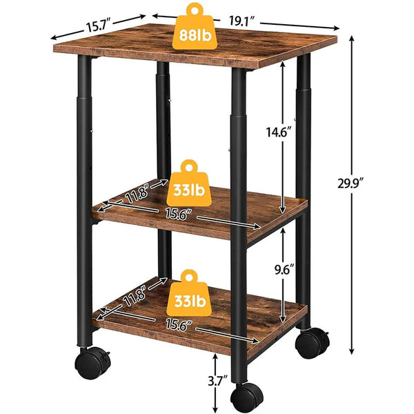 Rushford Rolling Home Office Side Table Organizer Trolley