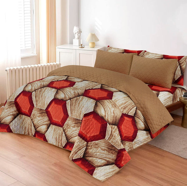 LUXURY PRINTED QUILTED COMFORTER SET - 6PC
