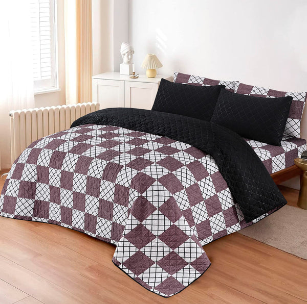 LUXURY PRINTED QUILTED COMFORTER SET - 6PC