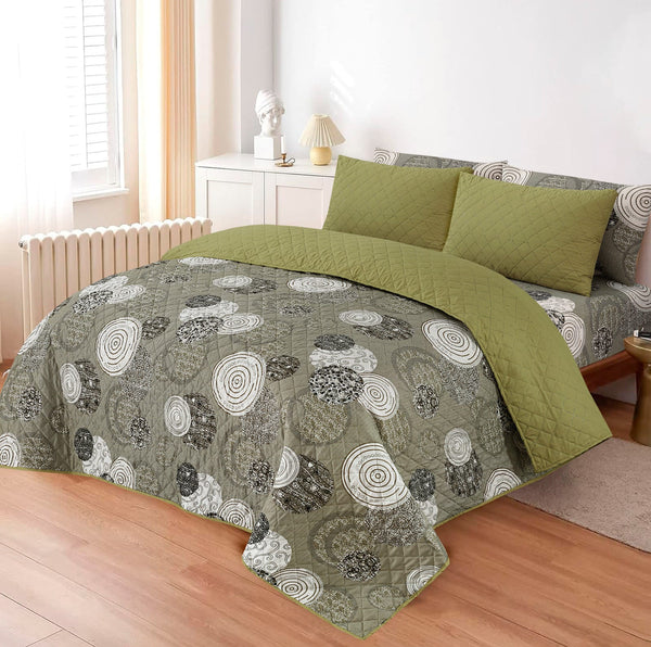 LUXURY PRINTED QUILTED COMFORTER SET - 6PC