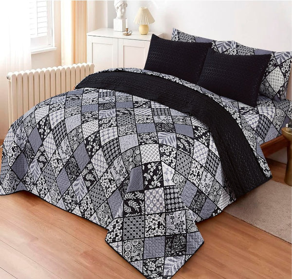 LUXURY PRINTED QUILTED COMFORTER SET - 6PC