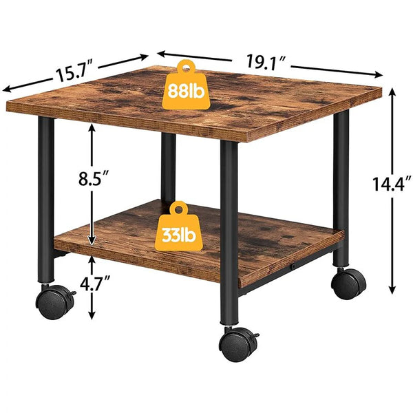 Rushford Rolling Home Office Side Table Organizer Trolley