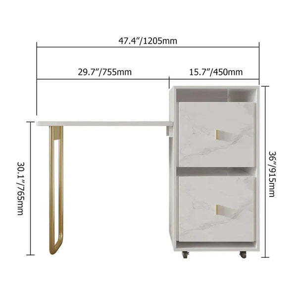 Figurative Home Office Work Writing Storage Organizer Desk Trolley
