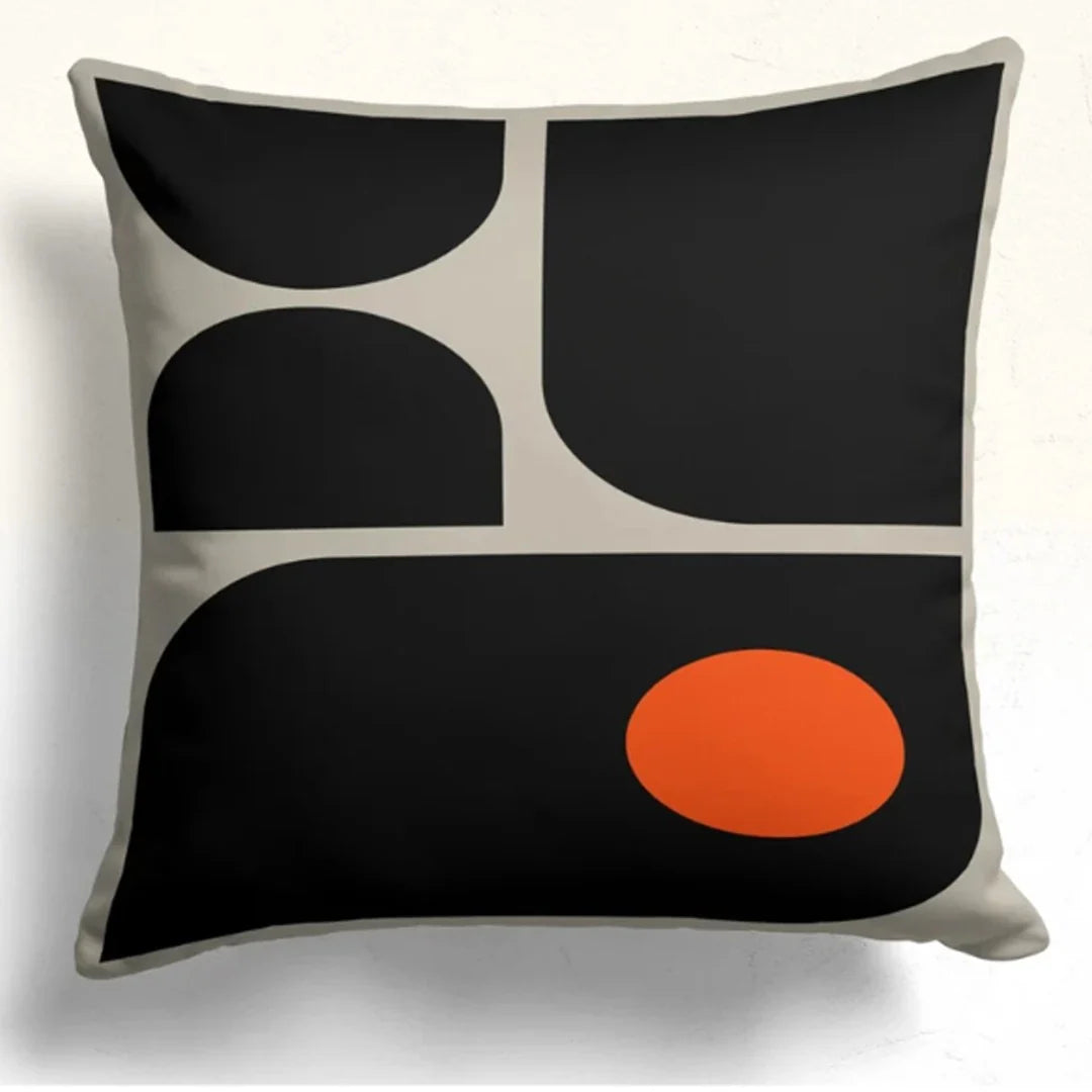 Retro Modern Orange and black Cushion Covers Pack of 4