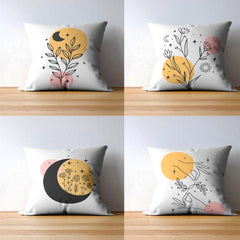 Minimalist Flowers Canvas Print Cushion Covers Pack of 4