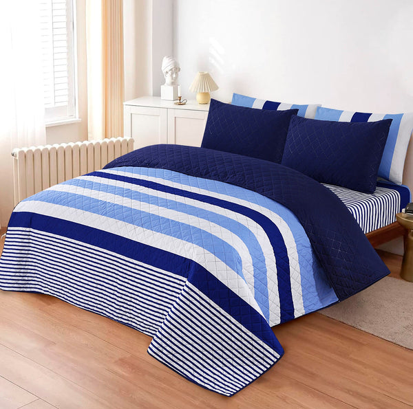 LUXURY PRINTED QUILTED COMFORTER SET - 6PC