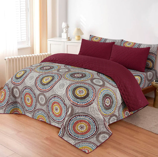 LUXURY PRINTED QUILTED COMFORTER SET - 6PC