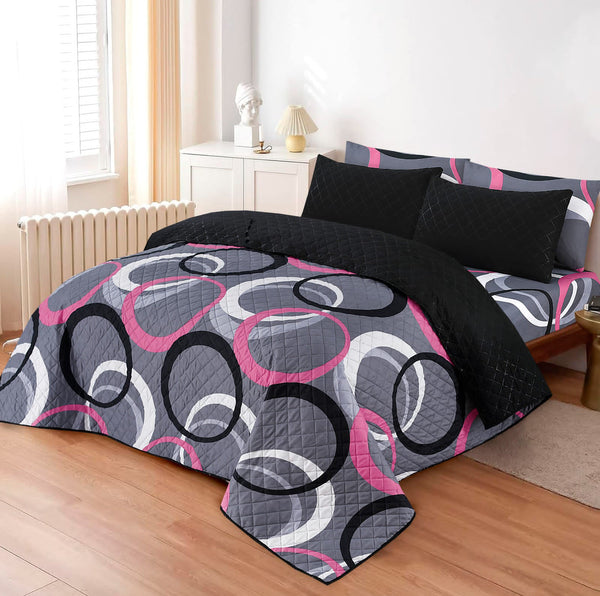 LUXURY PRINTED QUILTED COMFORTER SET - 6PC