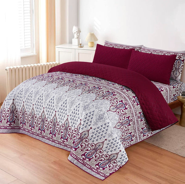 LUXURY PRINTED QUILTED COMFORTER SET - 6PC