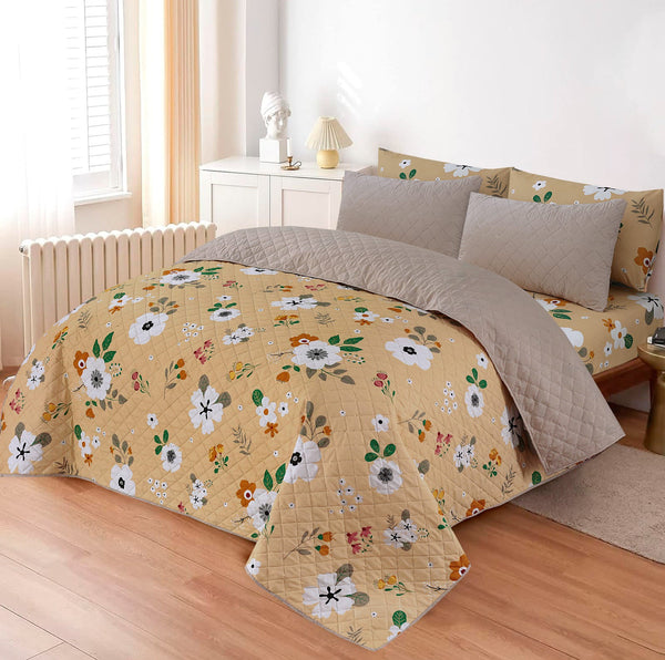 LUXURY PRINTED QUILTED COMFORTER SET - 6PC