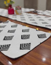 Classic Black & White Table Runner With Mates And Cutlery Holders